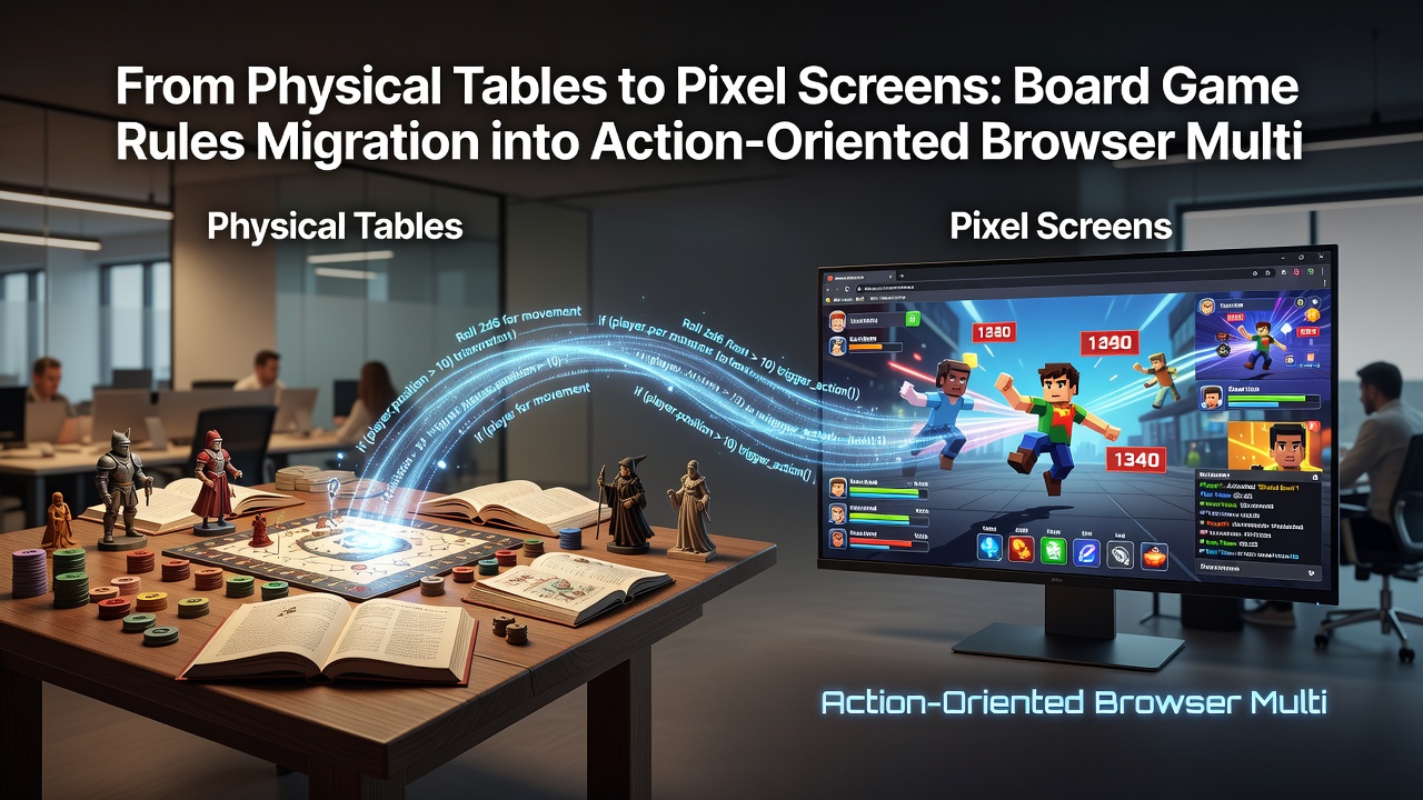 Multiplayer browser game session displaying action elements derived from board game rules
